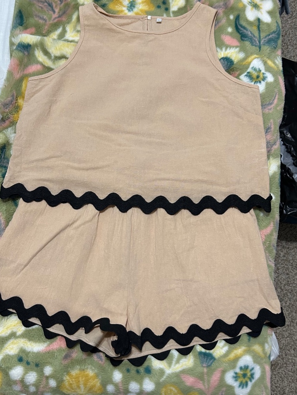 Tan & Black Trim Coordinating Set - Worn Once